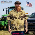 Retro Farm Tractor Short Sleeve Hawaiian Shirt