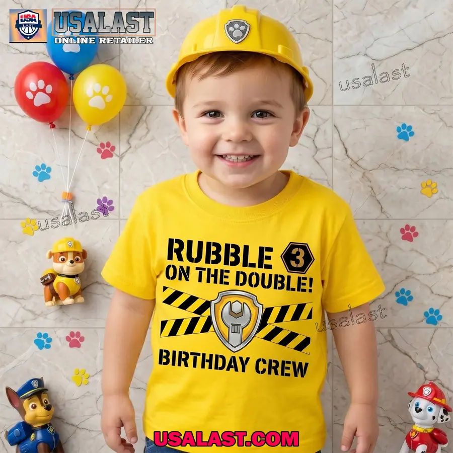 Personalized Sheriff Labrador Rubble On The Double Birthday Kid Tee Shirt