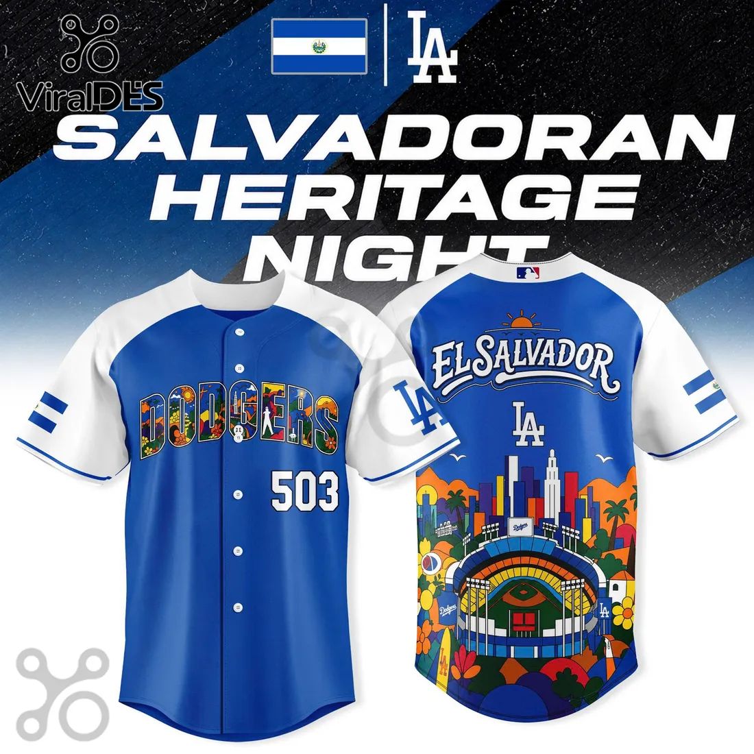 Los Angeles Dodgers Salvadoran Heritage Night Blue Jersey