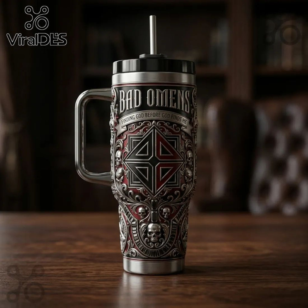 Bad Omens Finding God Gothic Skull 40oz Stainless Steel Tumbler