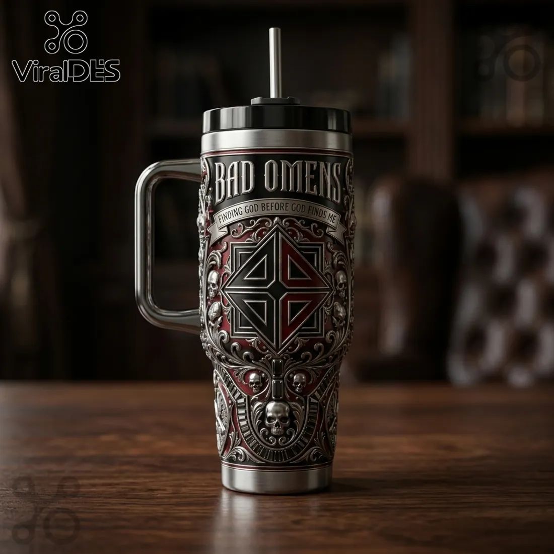 Bad Omens Finding God Gothic Skull 40oz Stainless Steel Tumbler