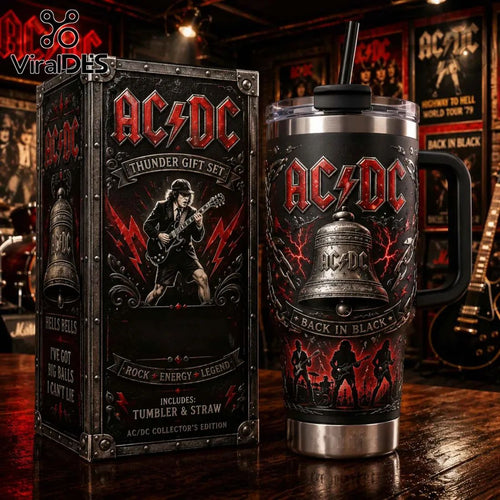 AC/DC Thunder Gift Set Back In Black Insulated Tumbler