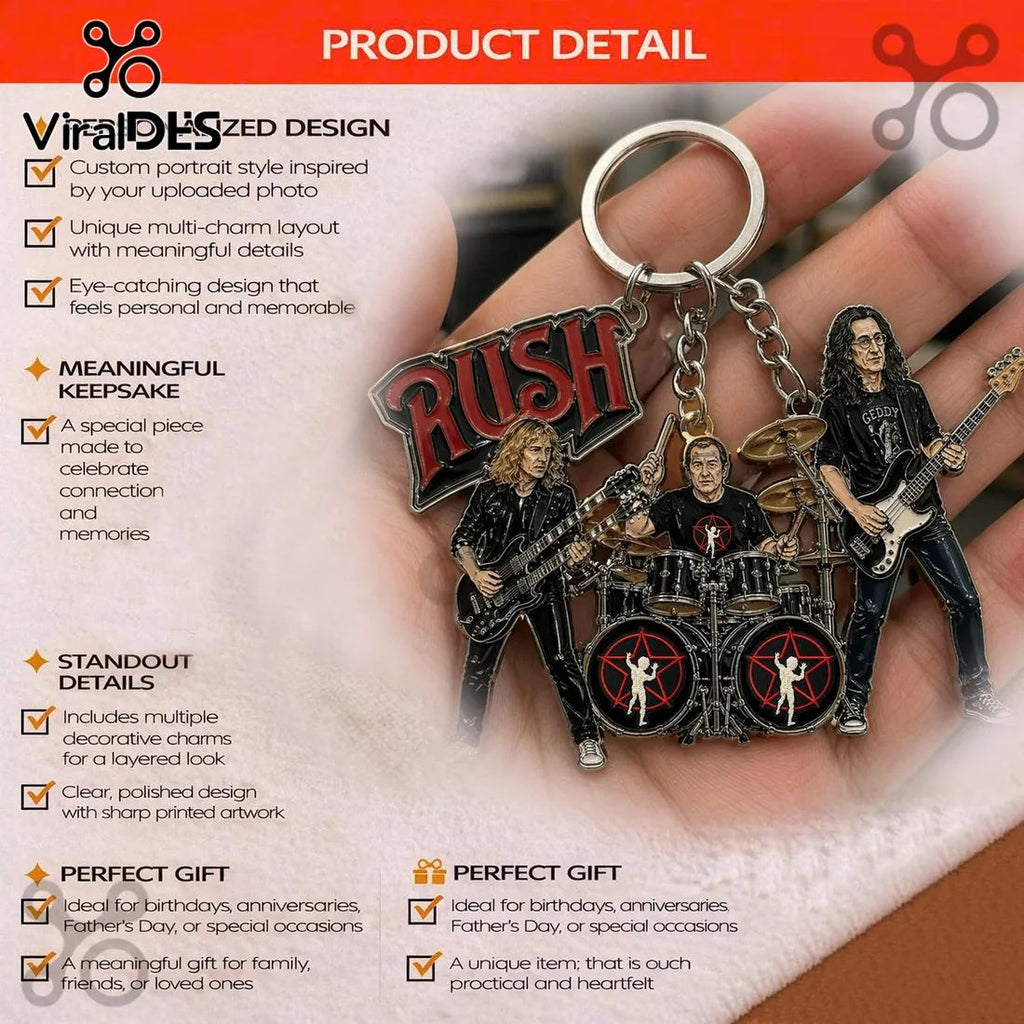 Rush Band Members Enamel Metal Collectible Keychain