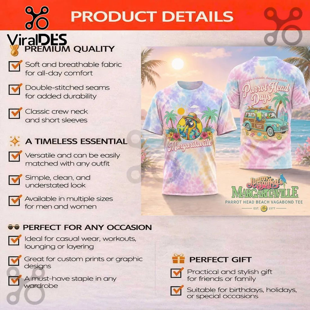 Jimmy Buffett Margaritaville Parrot Head Beach Vagabond T-Shirt