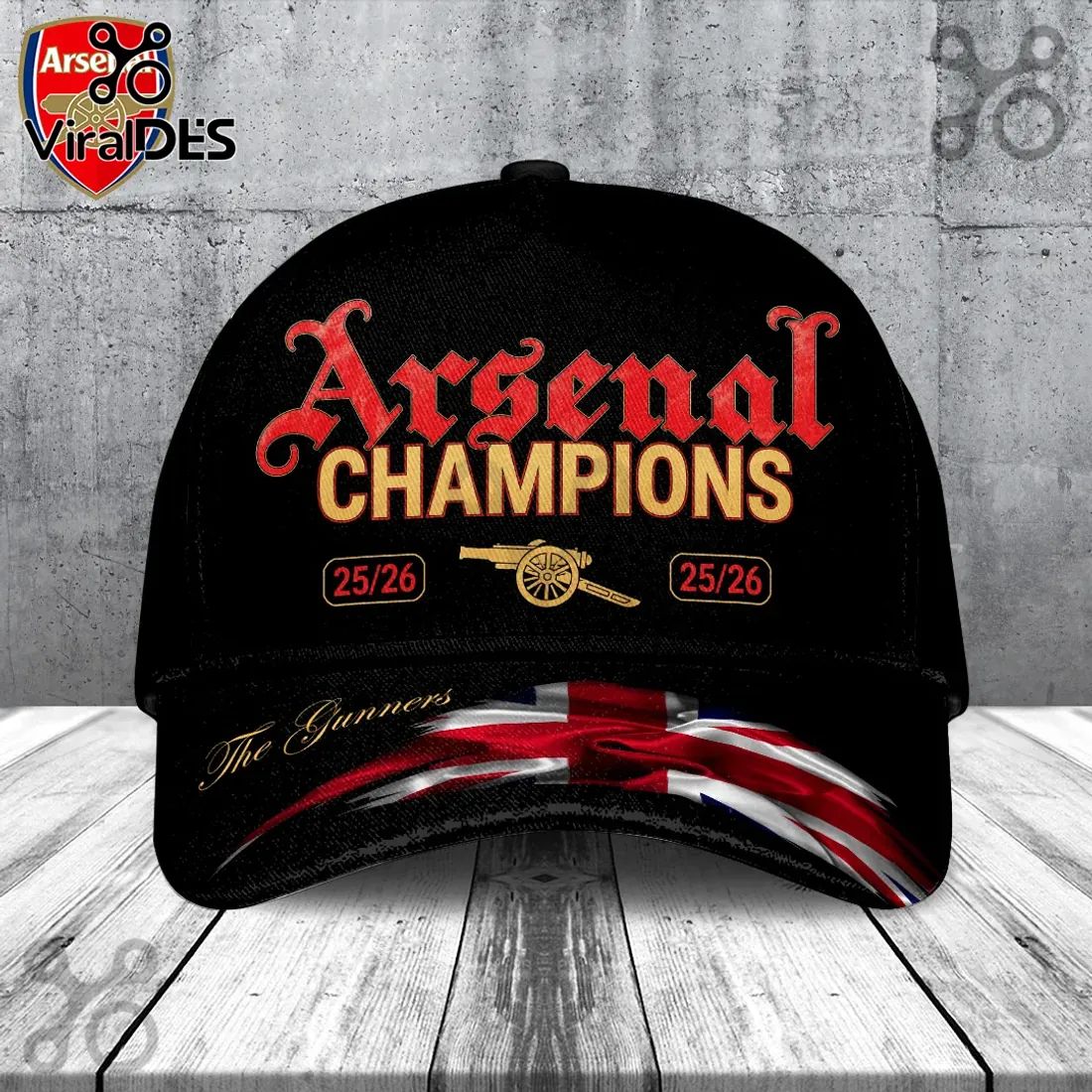 Arsenal FC Premier League Champions 2025/26 Black Baseball Cap