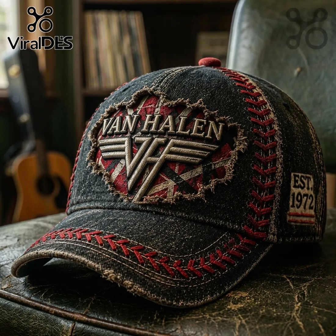 Van Halen Vintage Distressed Embroidered Baseball Cap 2026