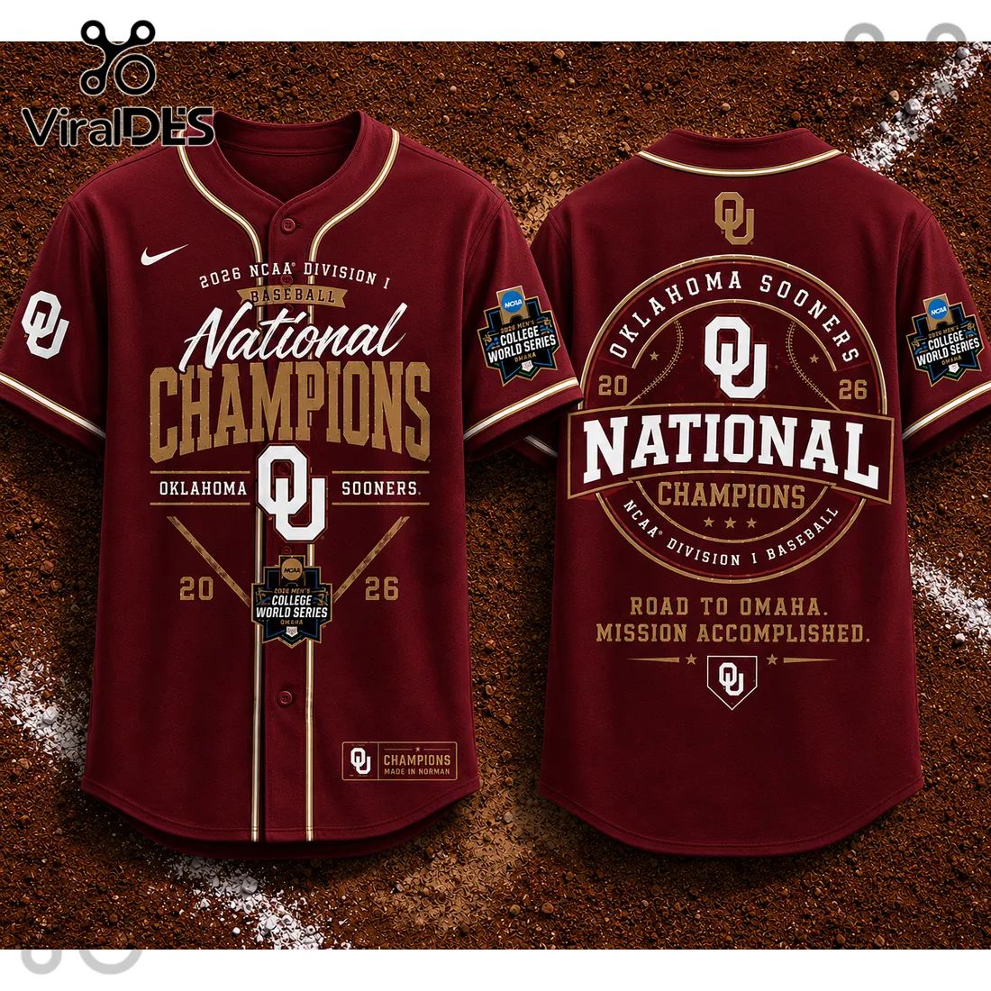 Oklahoma Sooners 2026 Baseball National Champions Maroon Jersey