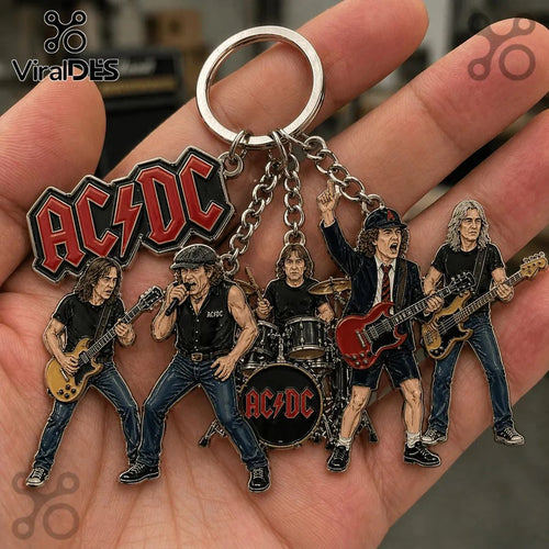 ACDC Rock Band Multi-Charm Metal Keychain 2026