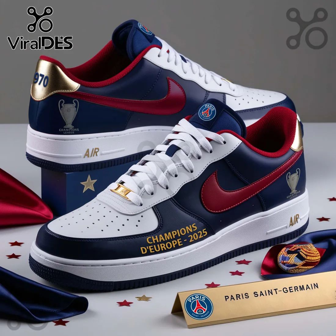 Paris Saint-Germain Champions of Europe 2025 Custom AF1 Sneakers