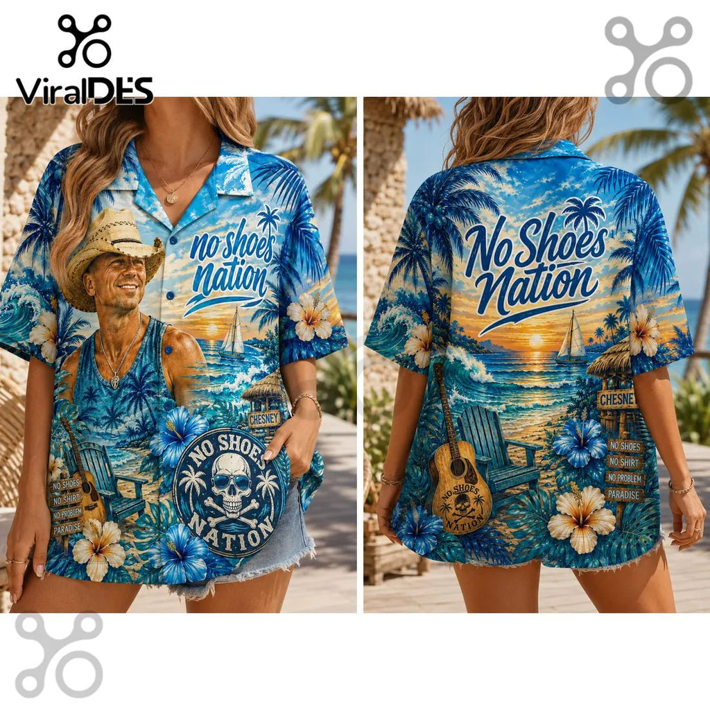 Kenny Chesney No Shoes Nation Summer Tropical Beach Hawaiian Shirt