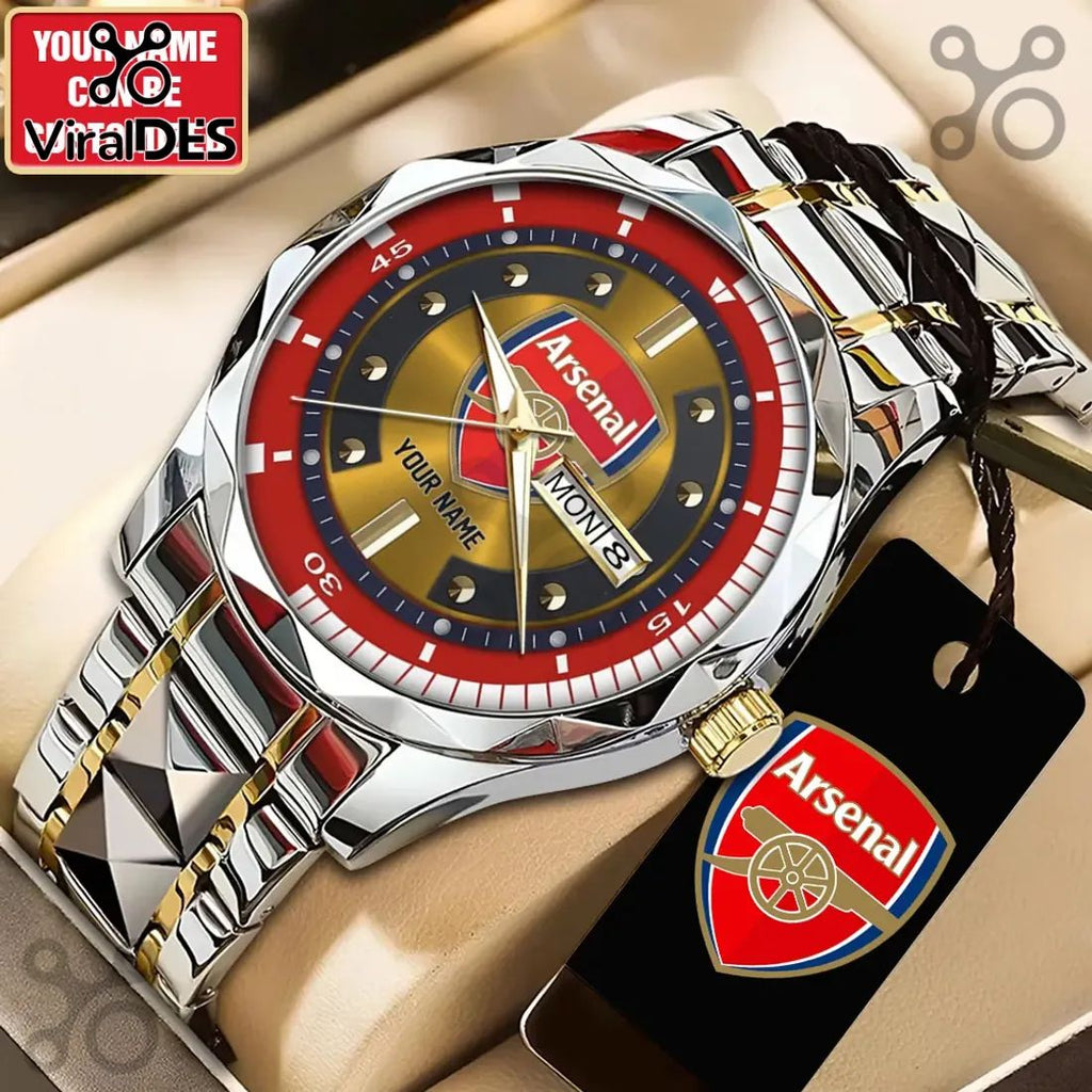 Arsenal FC Two-Tone Stainless Steel Luxury Quartz Wrist Watch