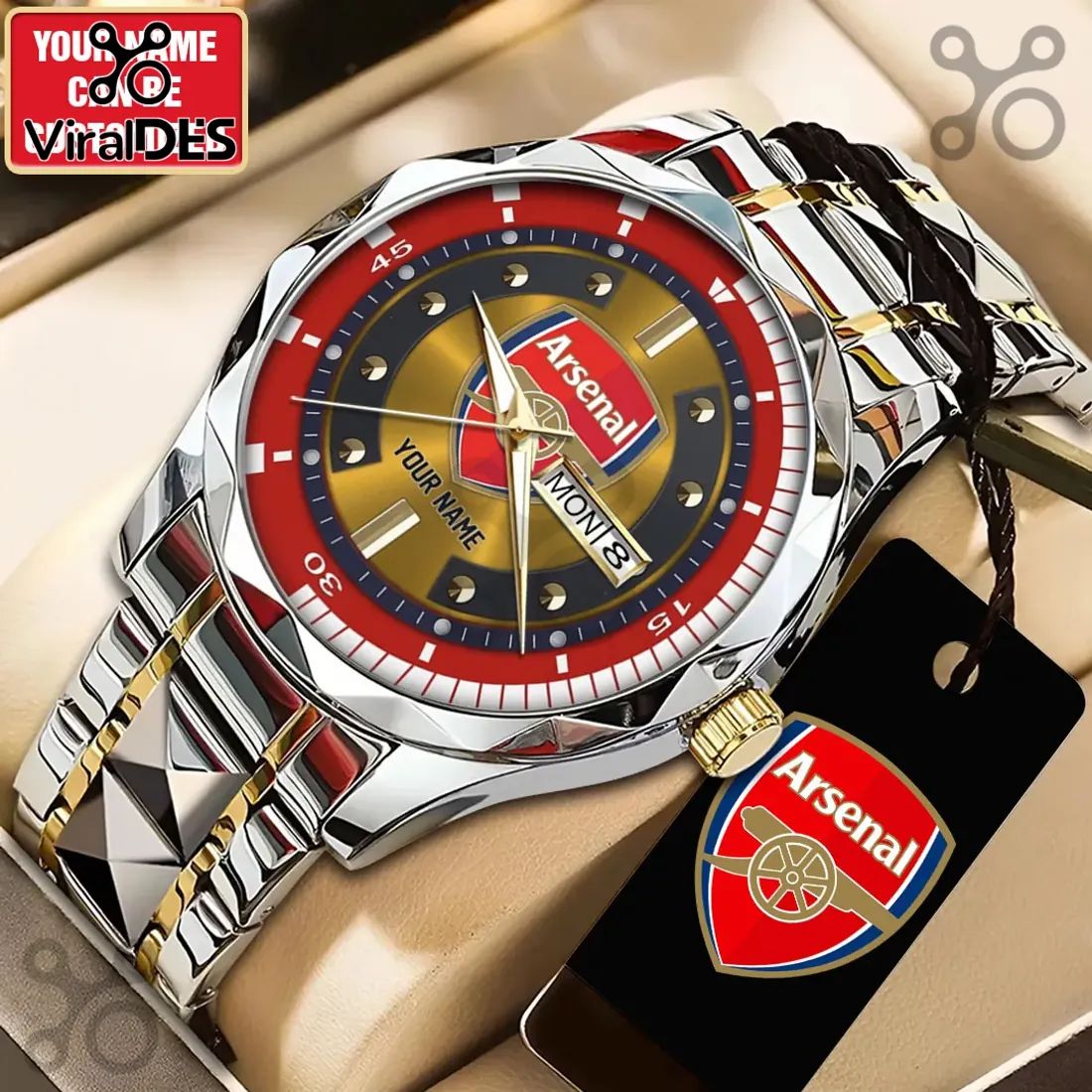 Arsenal FC Two-Tone Stainless Steel Luxury Quartz Wrist Watch