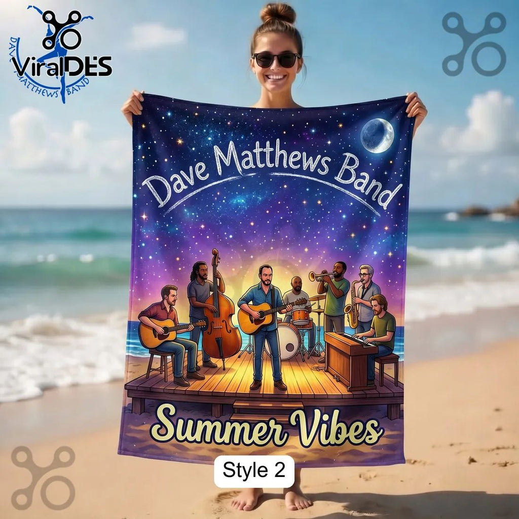 Dave Matthews Band Summer Vibes Sunset Concert Beach Towel