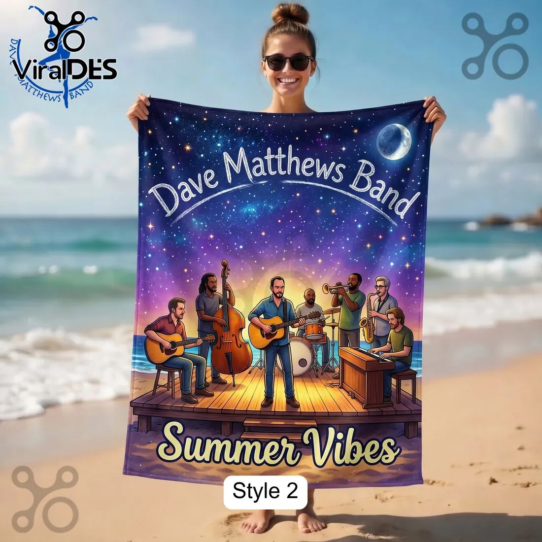 Dave Matthews Band Summer Vibes Sunset Concert Beach Towel