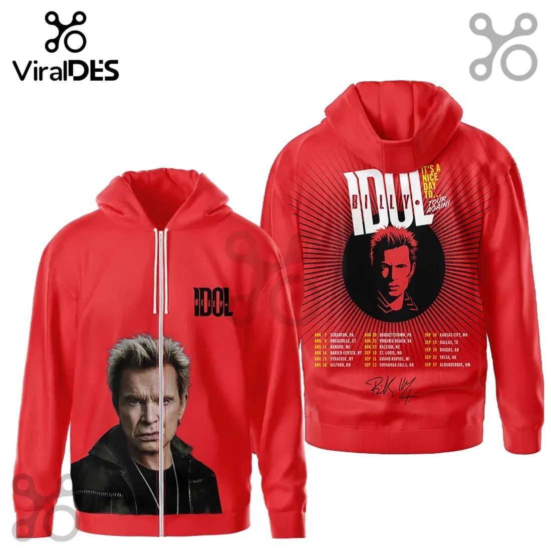 Billy Idol It’s a Nice Day To Tour Again Concert Commemorative Hoodie