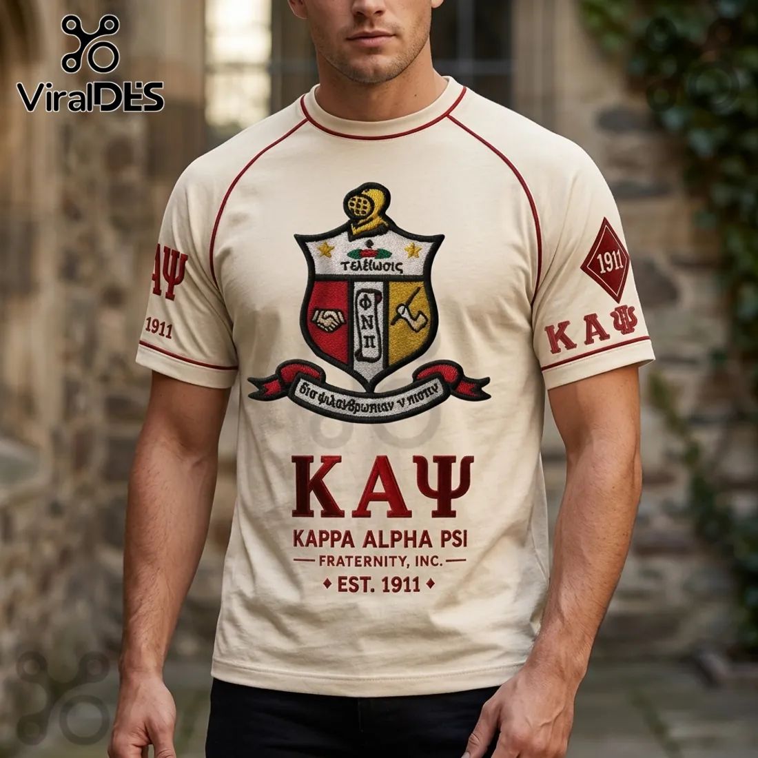 Kappa Alpha Psi Fraternity Crest Vintage Cream T-Shirt