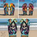 Dirty Heads Premium Beach Skull Mermaid Ocean Art Flip Flops for Summer
