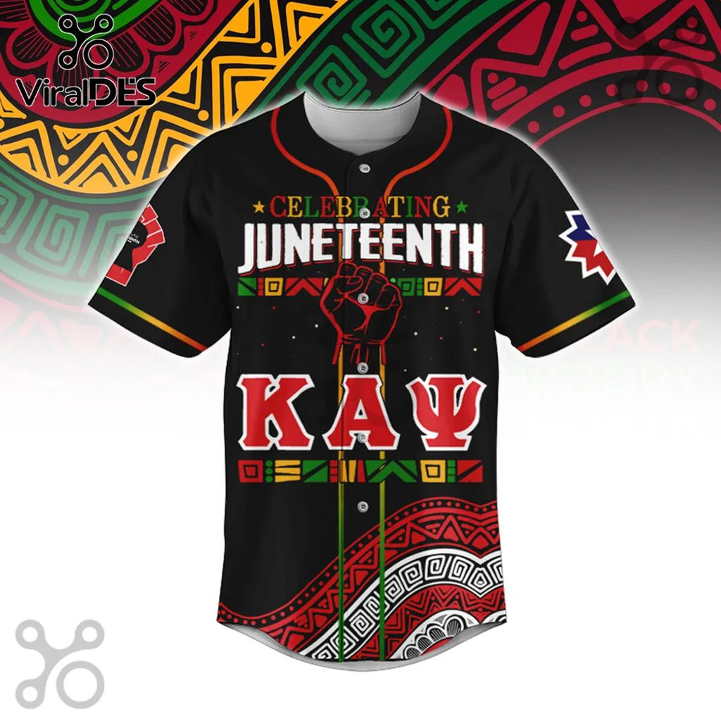 Juneteenth Kappa Alpha Psi 1865 They Not Like Us Pattern Baseball Jersey