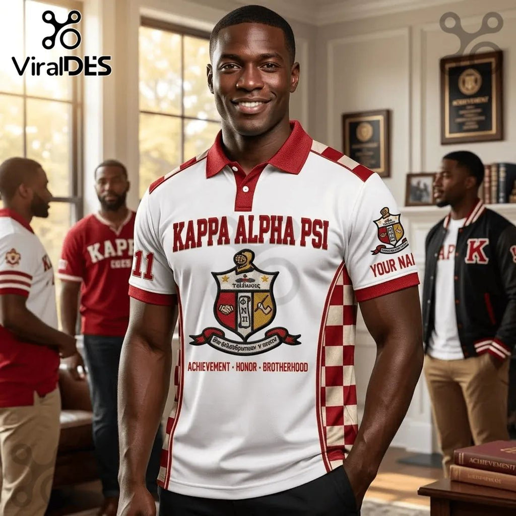 Kappa Alpha Psi 1911 Crimson and White Polo Shirt