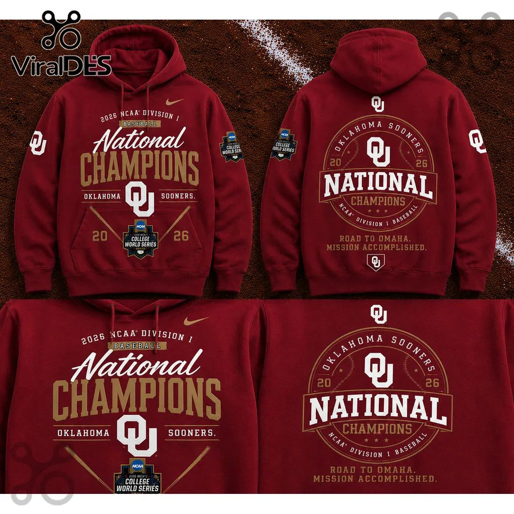 Oklahoma Sooners 2026 NCAA Baseball National Champions Maroon Hoodie