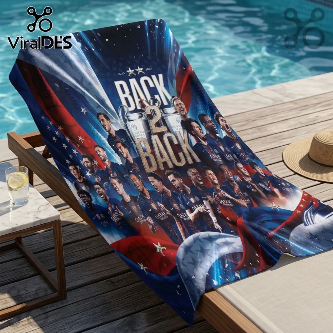 Paris Saint-Germain Champions of Europe 2025/2026 Beach Towel