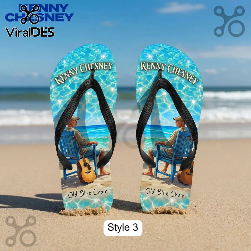 Kenny Chesney No Shoes Nation Skull Guitars Tropical Beach Flip Flops