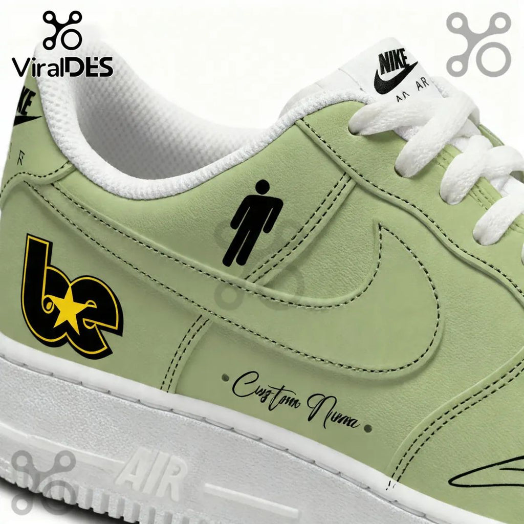 Billie Eilish Hit Me Hard and Soft Tour Green Custom Air Force 1 Sneakers