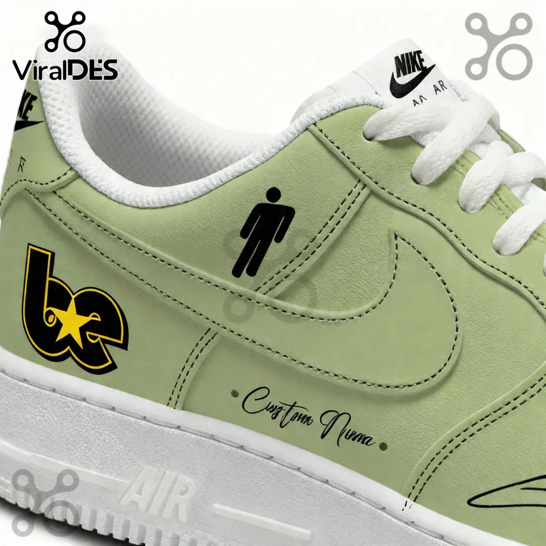 Billie Eilish Hit Me Hard and Soft Tour Green Custom Air Force 1 Sneakers