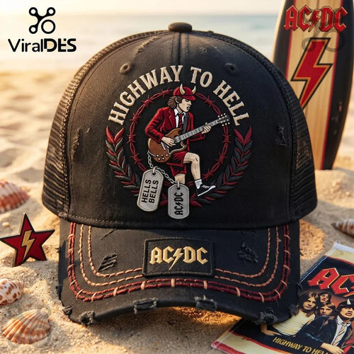 AC/DC Highway to Hell Angus Young Distressed Baseball Cap