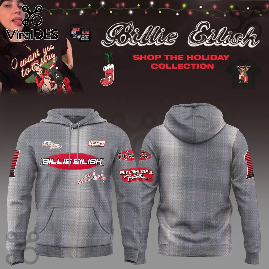 Billie Eilish Birds of a Feather Album Merch Pullover Hoodie