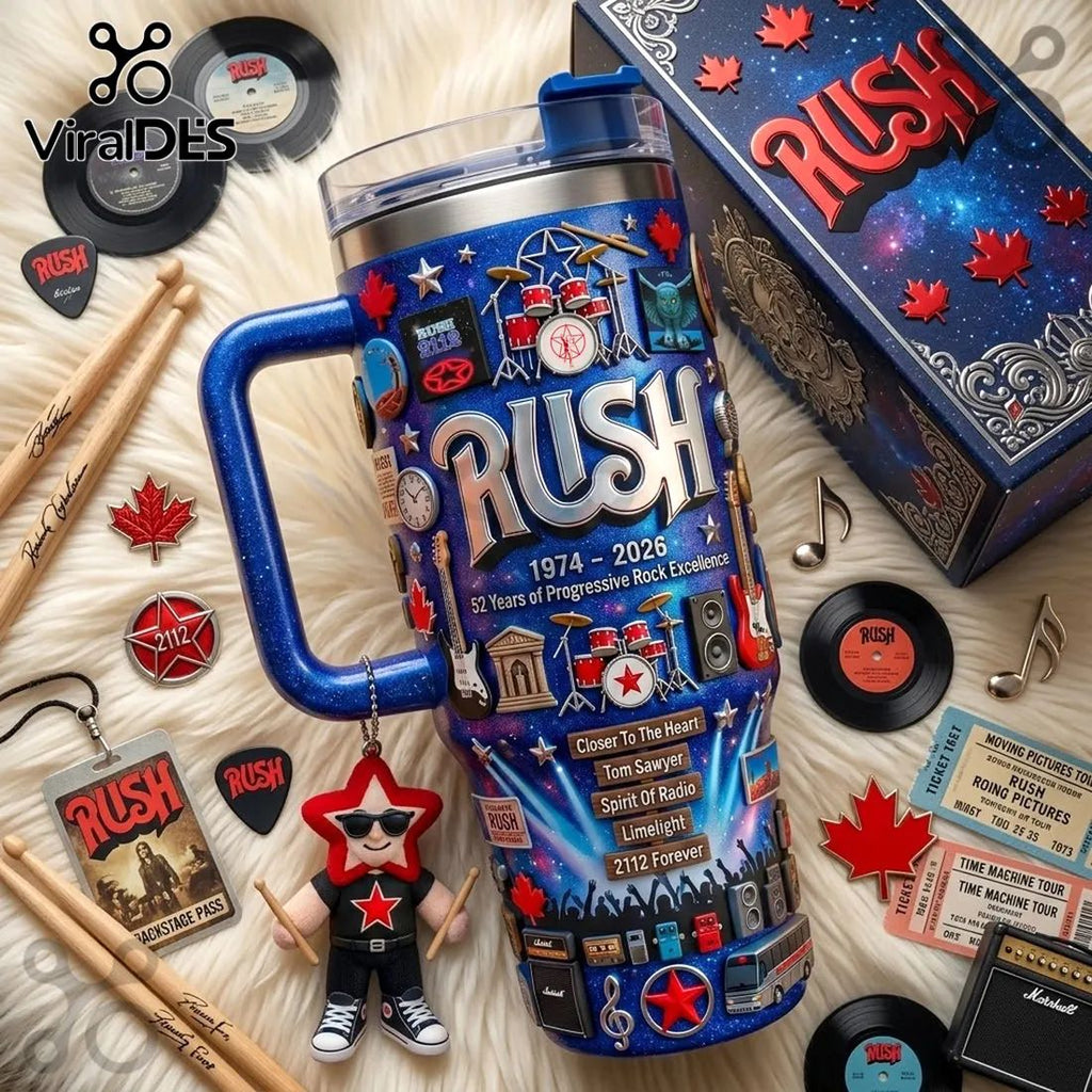 Rush Band 52 Years of Progressive Rock Collectible Stanley Tumbler