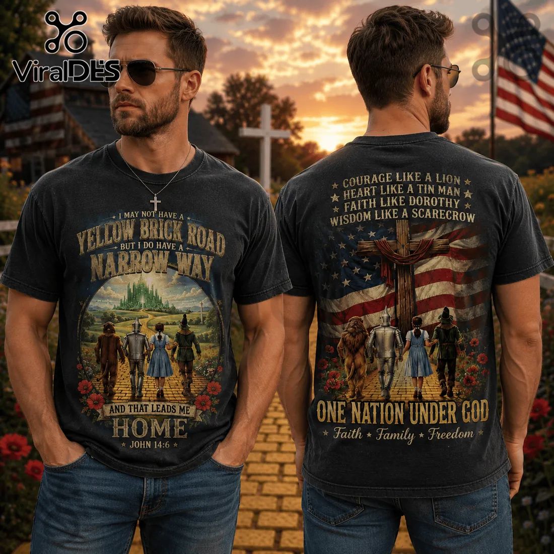 Wizard of Oz Faith Family Freedom Cotton T-Shirt