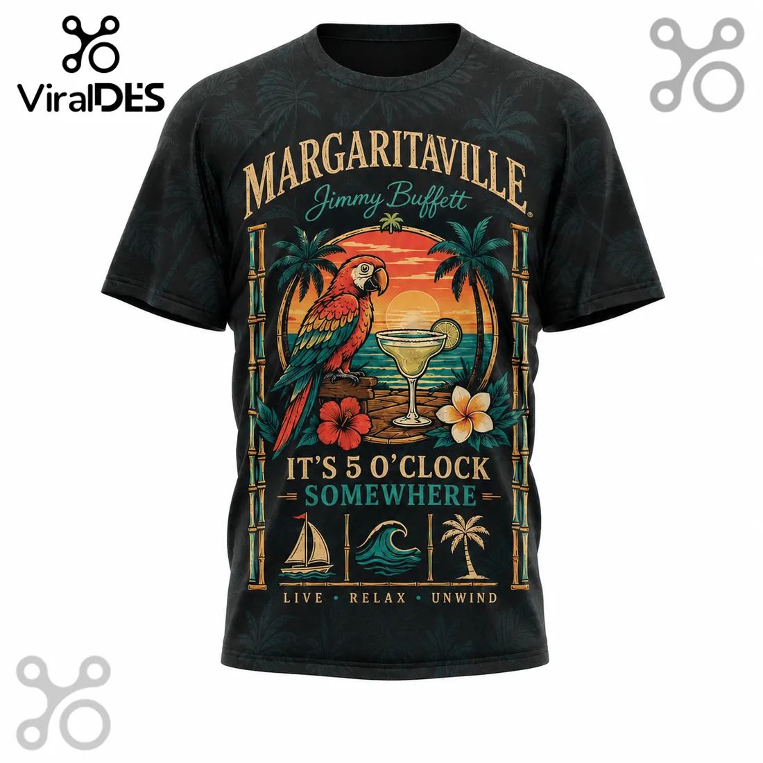 Margaritaville Jimmy Buffett Since 1977 Parrot Sunset Beach Shirt