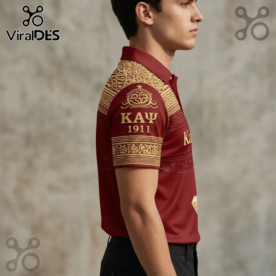 Kappa Alpha Psi Fraternity Crimson Gold Polo Shirt