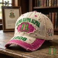 Alpha Kappa Alpha Sorority 1908 Distressed Pink Green Cap