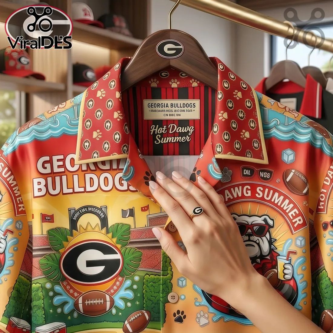 Georgia Bulldogs Hot Dawg Summer Premium Silk Hawaiian Shirt