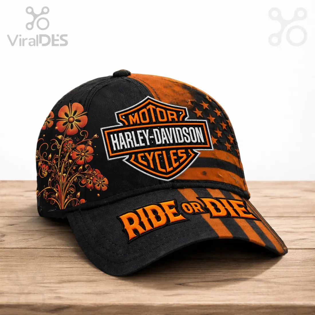 Harley-Davidson Ride or Die Floral Stars Embroidered Baseball Cap
