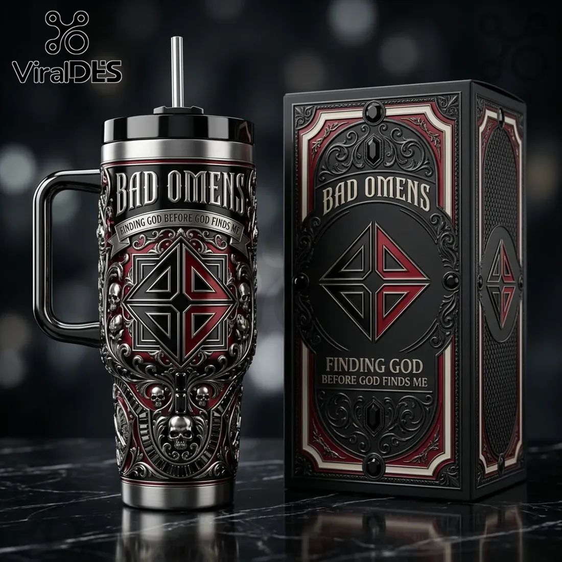 Bad Omens Finding God Gothic Skull 40oz Stainless Steel Tumbler