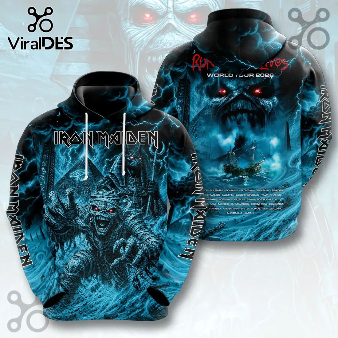 Iron Maiden 2026 World Tour Eddie The Head Hoodie