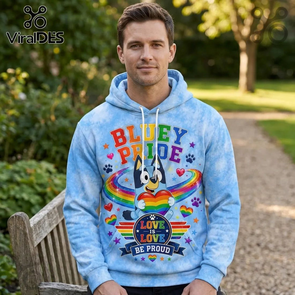 Bluey x Rainbow Pride Love Wins Tie Dye Collectible Hoodie