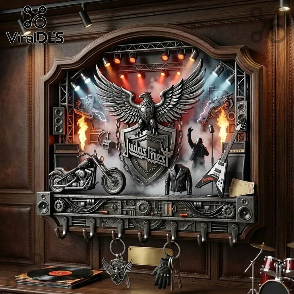 Judas Priest 3D Heavy Metal Concert Stage Biker Theme Wall Key Rack