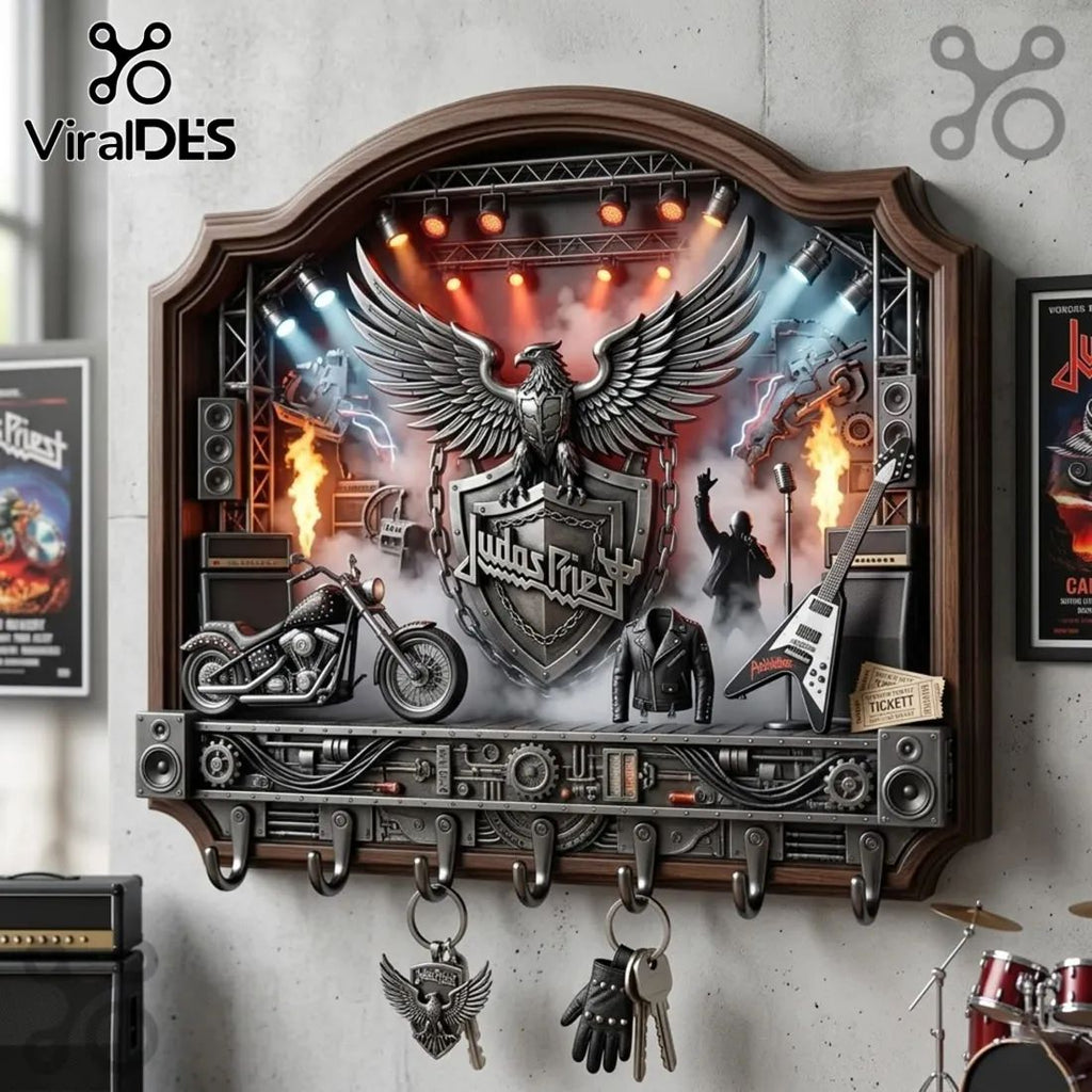 Judas Priest 3D Heavy Metal Concert Stage Biker Theme Wall Key Rack