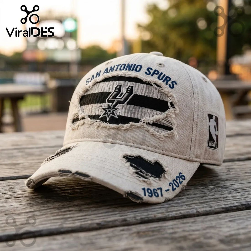 San Antonio Spurs 1967-2026 Anniversary Distressed Baseball Cap