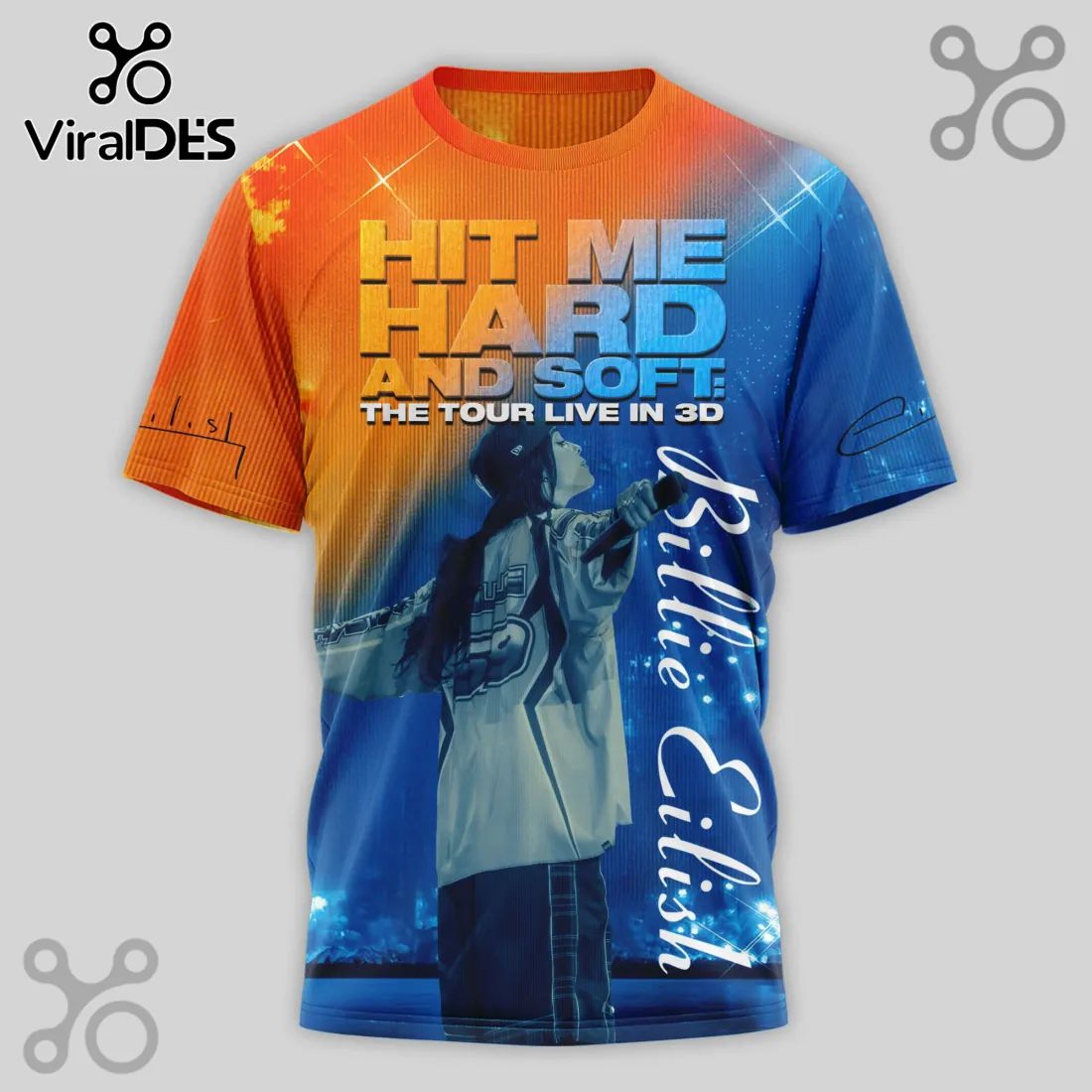 Billie Eilish Hit Me Hard and Soft 3D Concert Tour Graphic T-Shirt