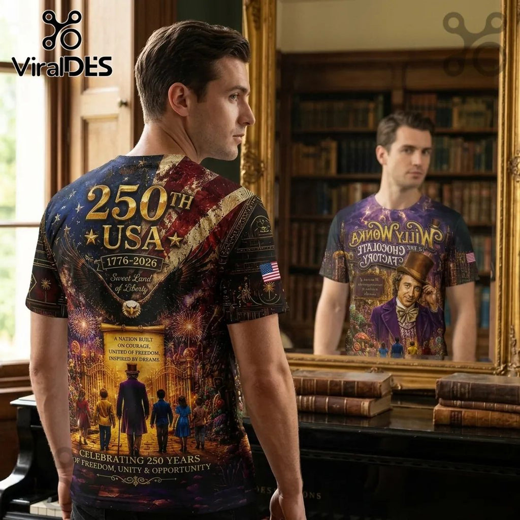 Willy Wonka x USA 250th Anniversary 1776-2026 Patriotic Gift for Men T-Shirt