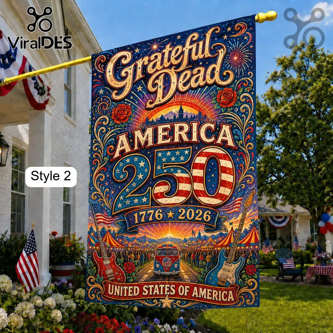 Grateful Dead x USA 250th Anniversary 1776-2026 House Flag