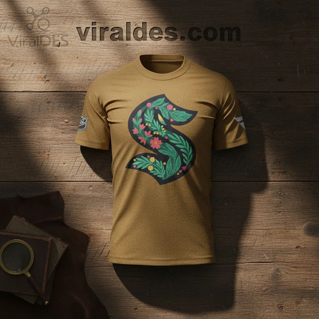 Seattle Kraken Green Night Floral Common Thread T-Shirt