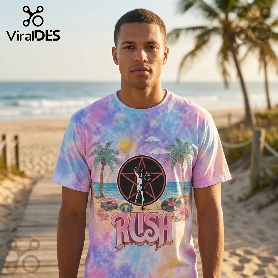 Rush Days 2112 Starman Pastel Beach Road Trip T-Shirt