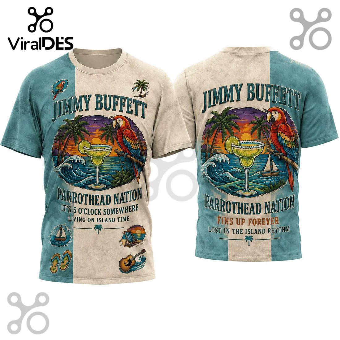 Jimmy Buffett Parrothead Nation Fins Up Gift for Men T-Shirt