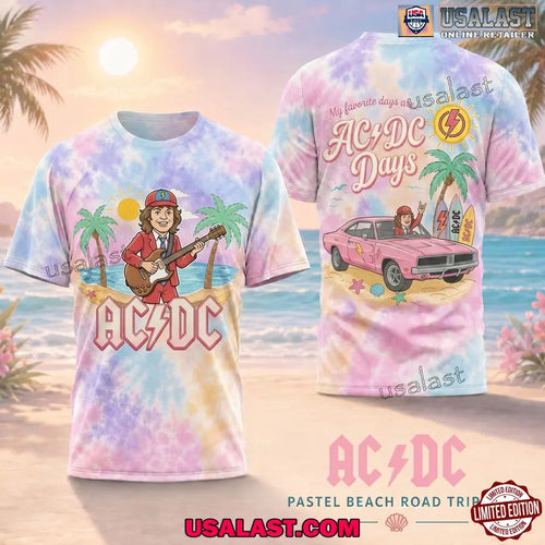 AC/DC Pastel Beach Road Trip Tee Shirt